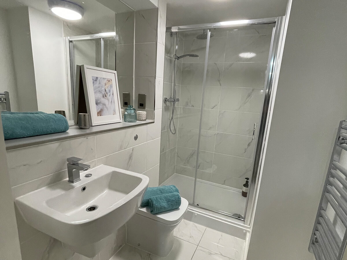 Fully Tiled Bathroom